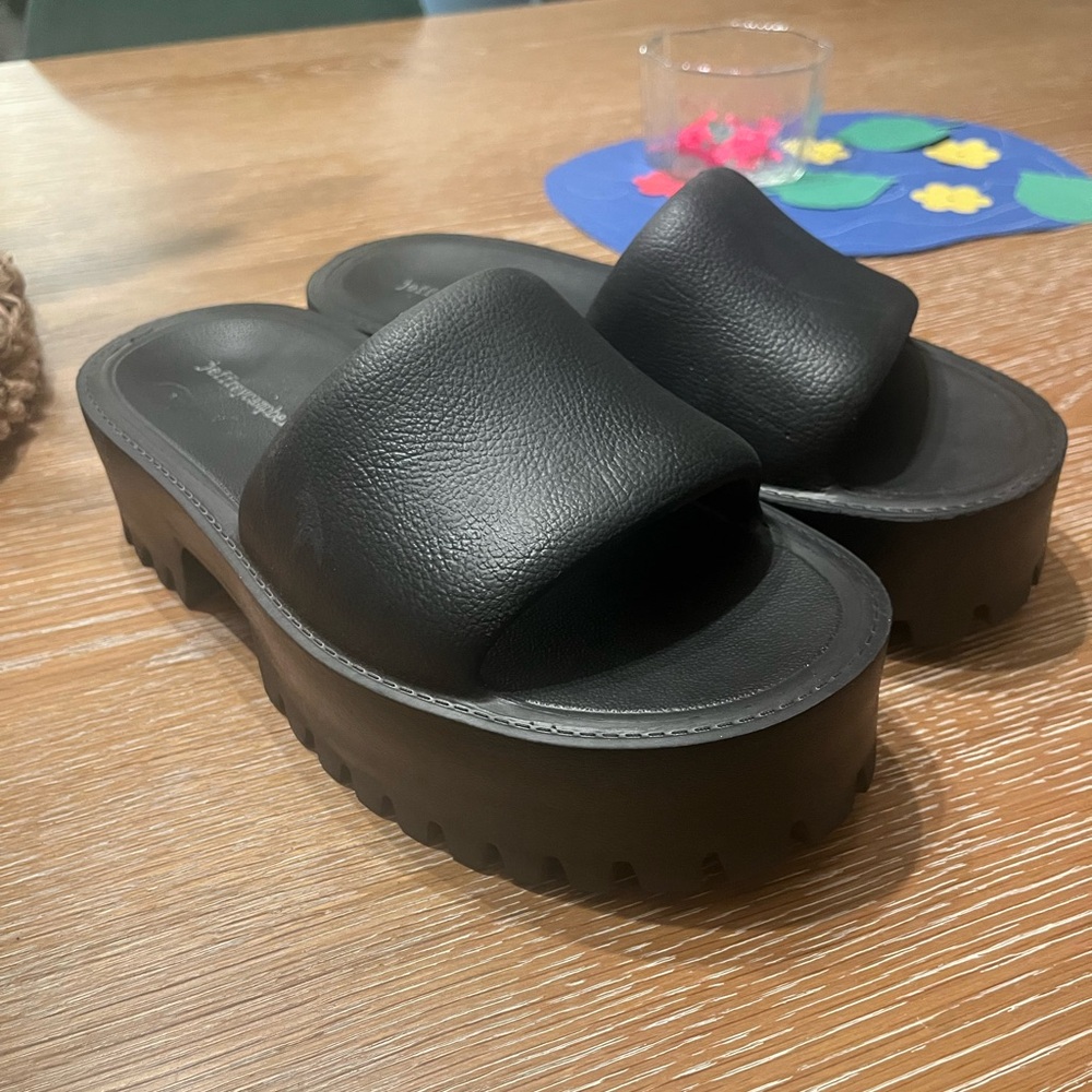 Jeffrey Campbell Black Platform Slides 8